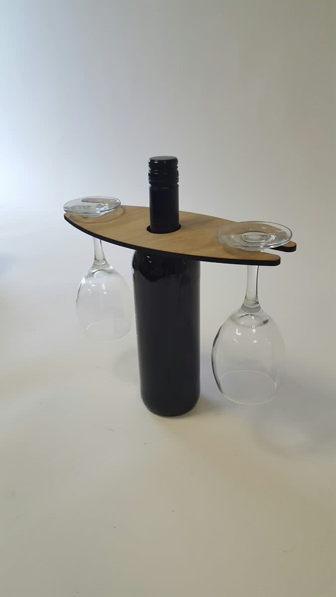 1 x Cadeau-geschenkverpakking voor een fles wijn en 2 wijnglazen