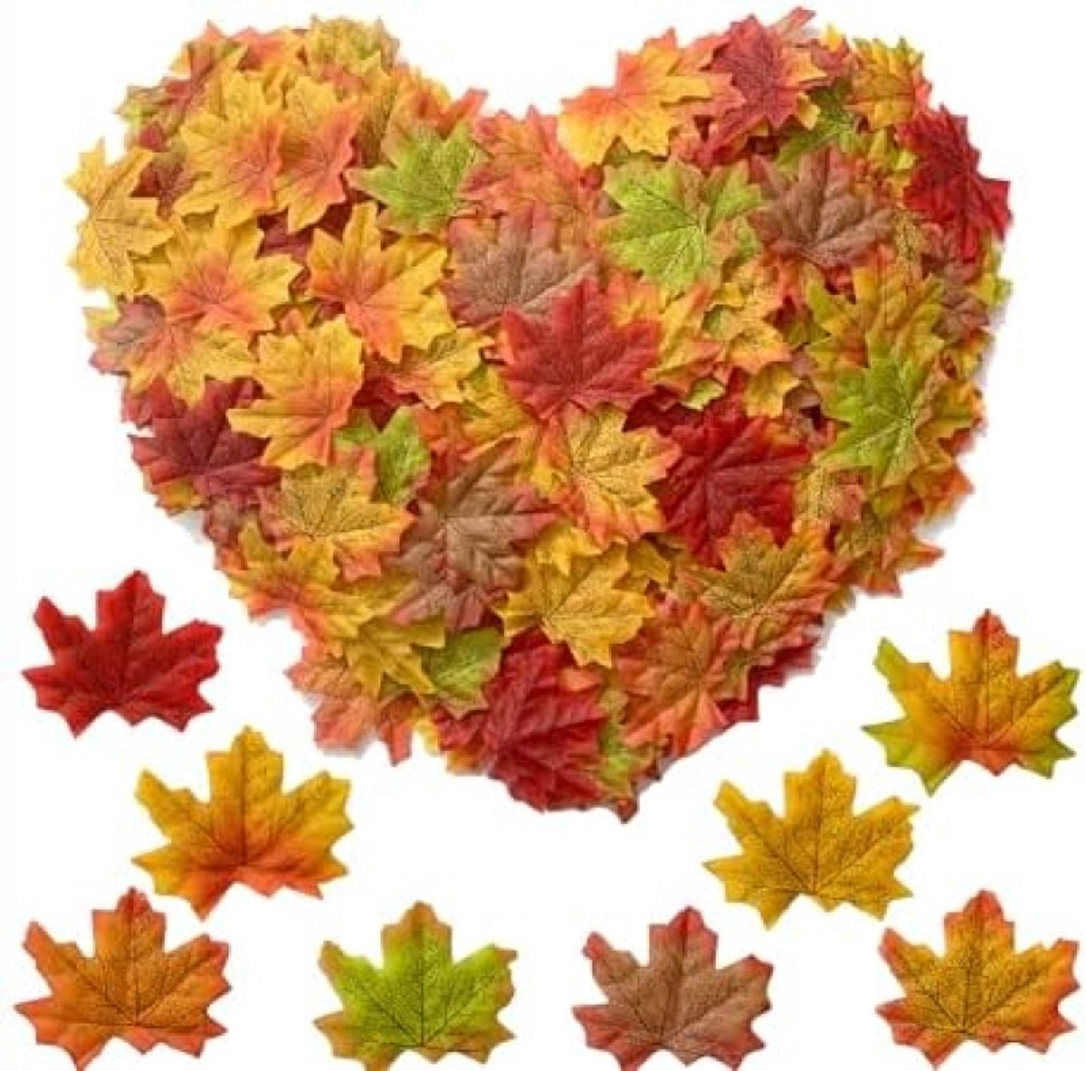 PromoHome 400 Stuks Kunstbladeren Herfstdecoratie - 8 Gemengde Kleuren Najaarsbladeren voor Bruiloft, Thanksgiving, Feestdecoratie en Knutselprojecten