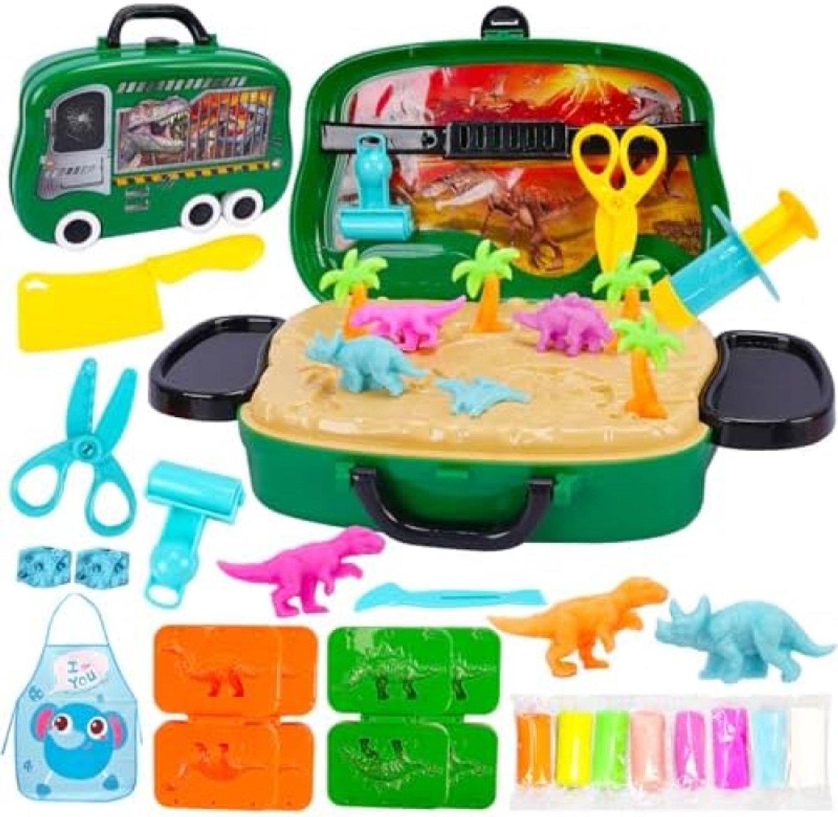 PromoHome Creatieve Knutselklei Set - Dinosaurus Modelleren met Gereedschap en Opbergkoffer