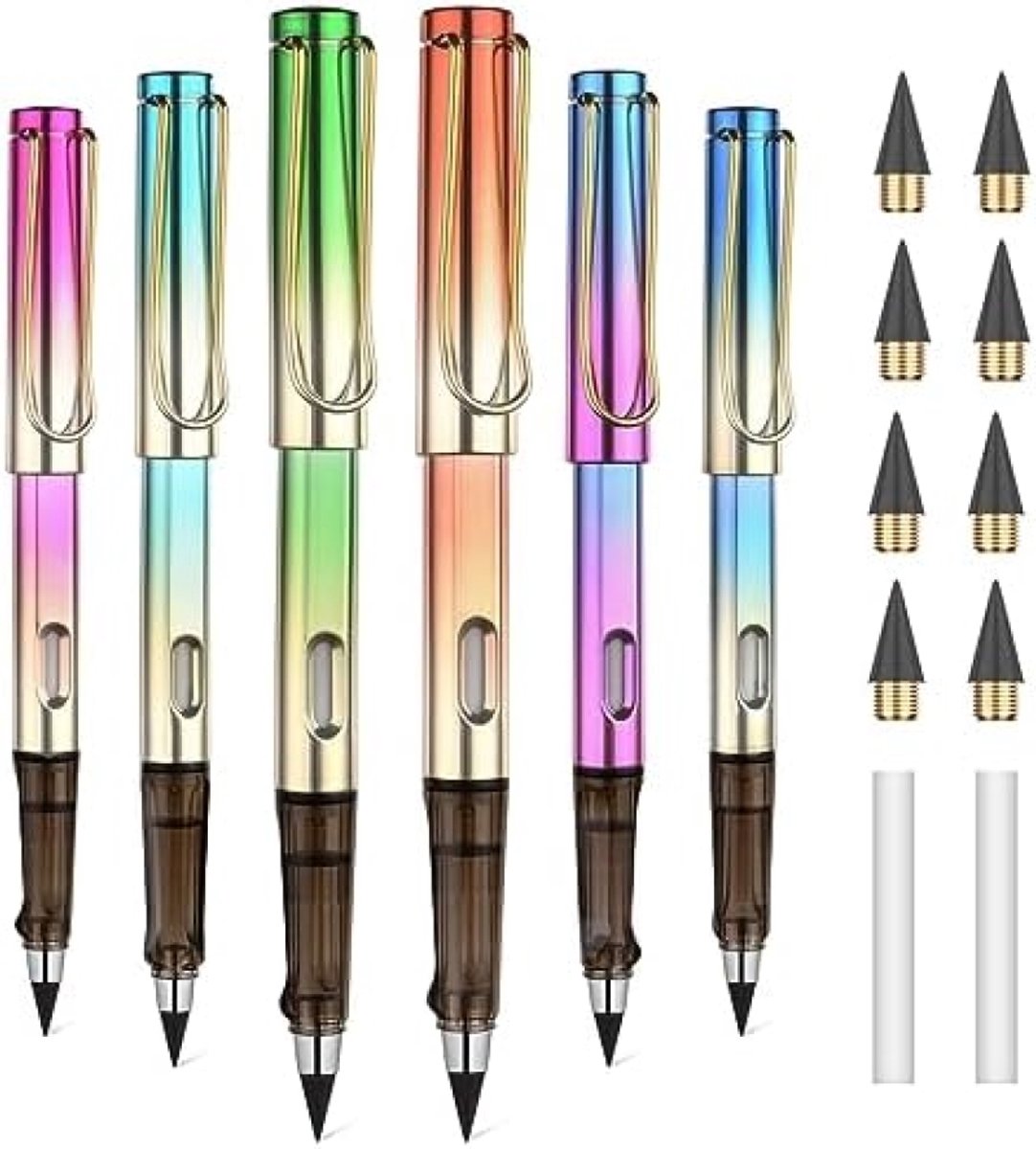 PromoHome Infinity Potlood Set - 6 Stuks Herbruikbare Inktloze Potloden Met Gum en Vervangende Puntjes - Duurzame Schrijf- en Tekengerei voor Studenten en Kantoor