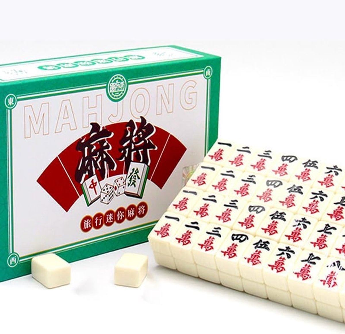 PromoHome Mini Mahjong Set - 144 Deluxe Tegels met Reisbox