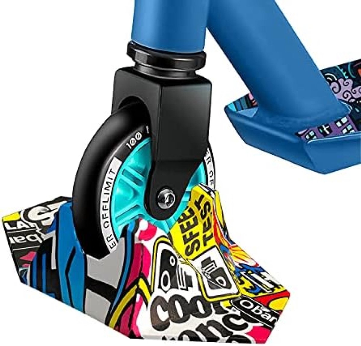 PromoHome Universele Scooter Standaard voor Freestyle Stuntscooters en Steps - Geschikt voor Wielen 95-125 mm - Graffiti Design - Stevige Ondersteuning voor Kinderen en Volwassenen