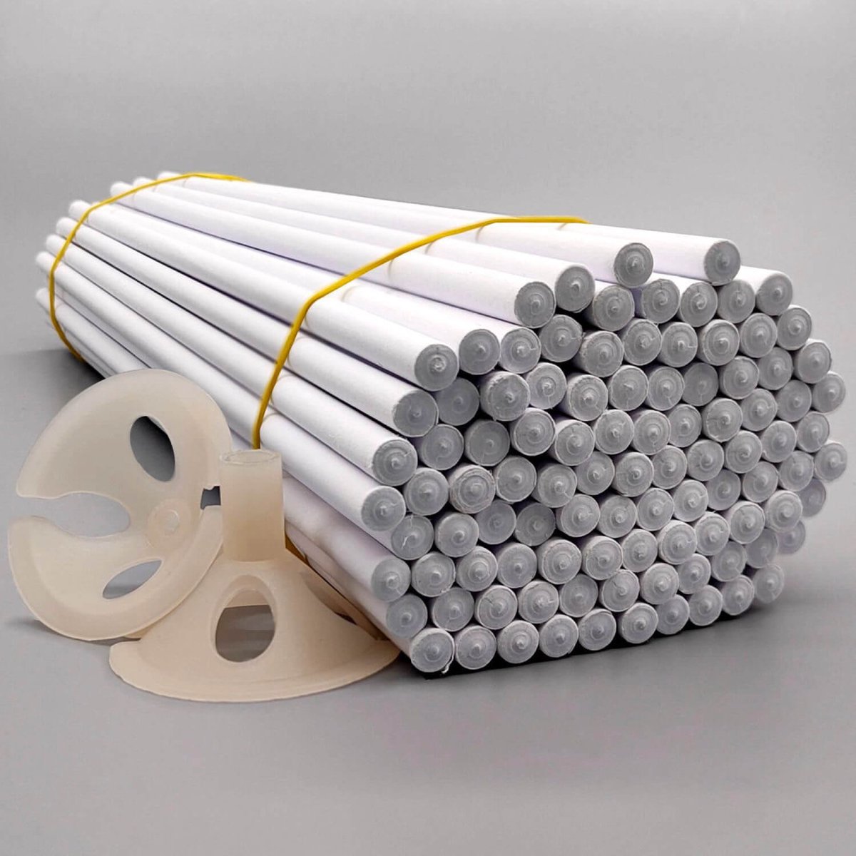 100 (±) x STERK Ballonstokken voor ballonnen ± 38cm biologisch afbreekbaar Sticks v2 / wit
