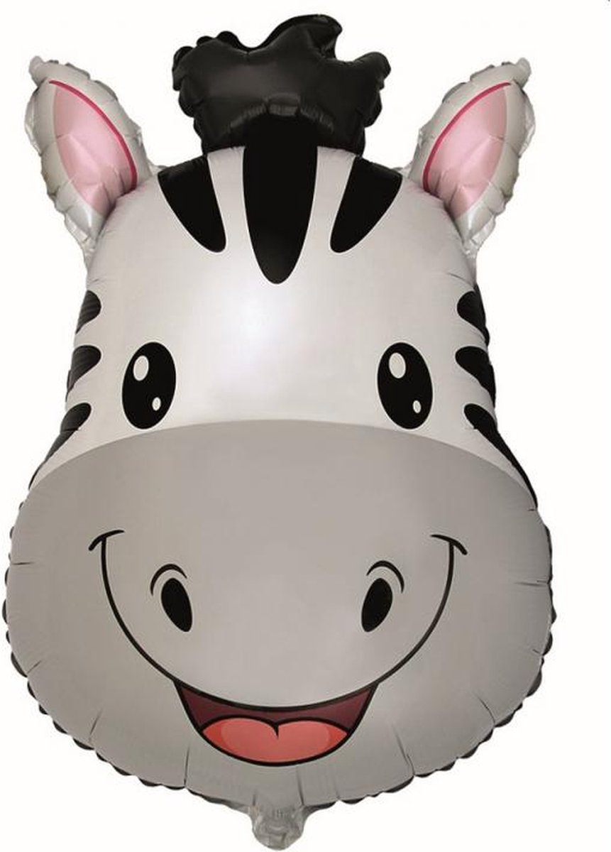 Folieballonnen Zebrakop ±48 cm x 68 cm (flat)