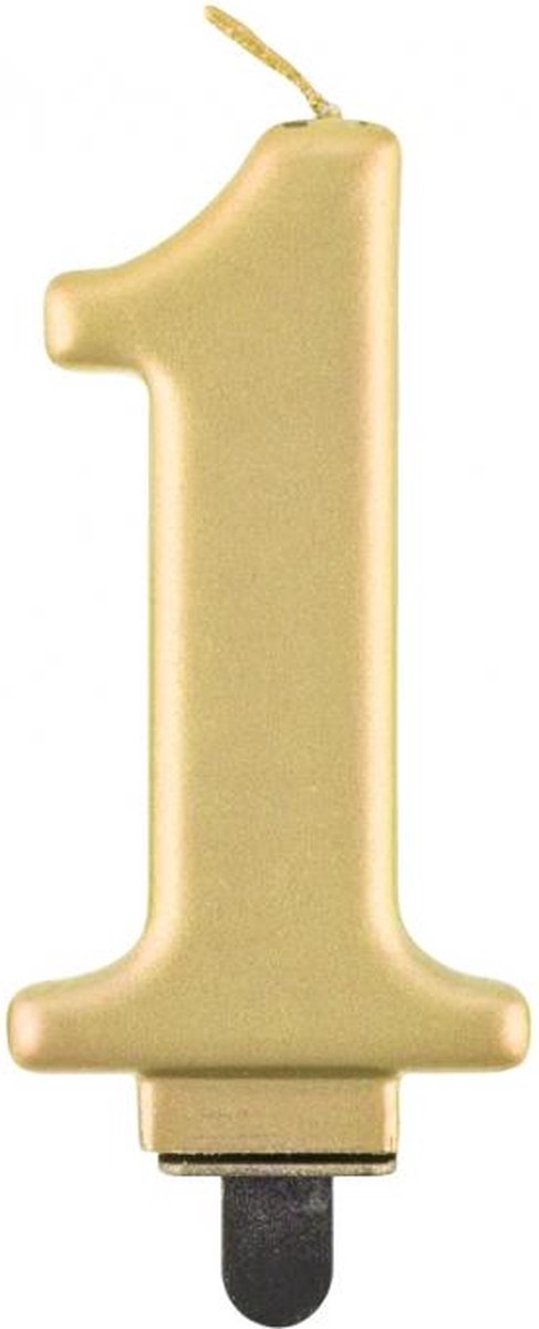 Kaars nummer 1, metallic goud, 8,0 cm