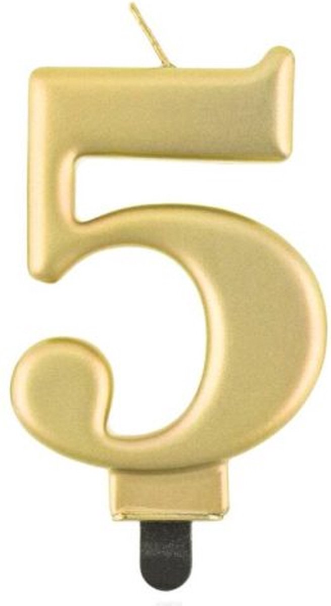 Kaars nummer 5, metallic goud, 8,0 cm