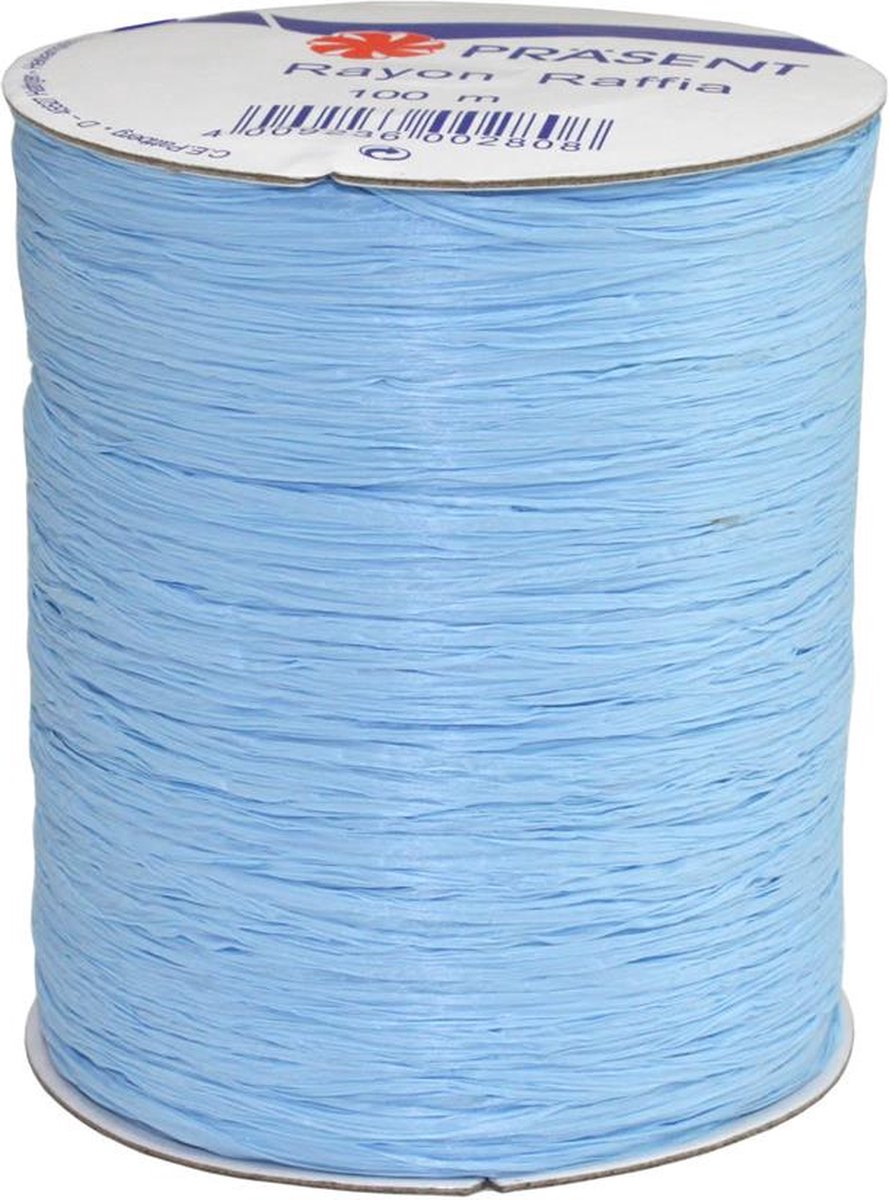 Raffia 100m. style hemelsblauw Lichtblauw afbreekbaar lint Baby Blue / 100m Spoel /