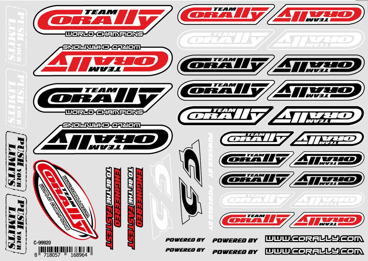 Team Corally - Sponsor Stickersheet CORALLY - Precut - 210x148mm - 1 pc