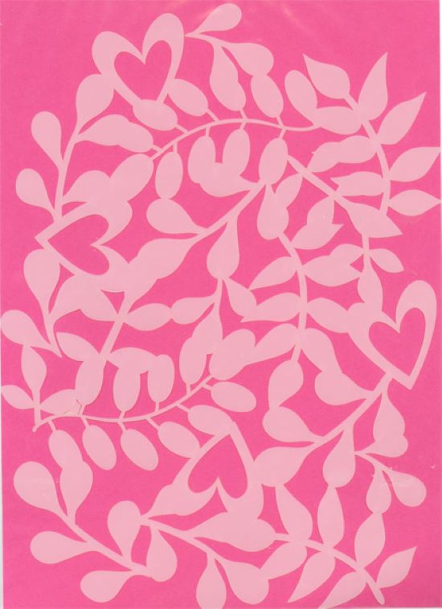 470803004   Mask Stencil for card making scrapbooking and journaling sjabloon kaarten maken heart with leaves
