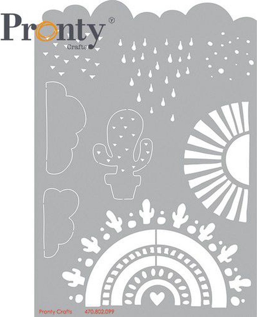 Pronty Mask Stencil Rainbow & Clouds A5