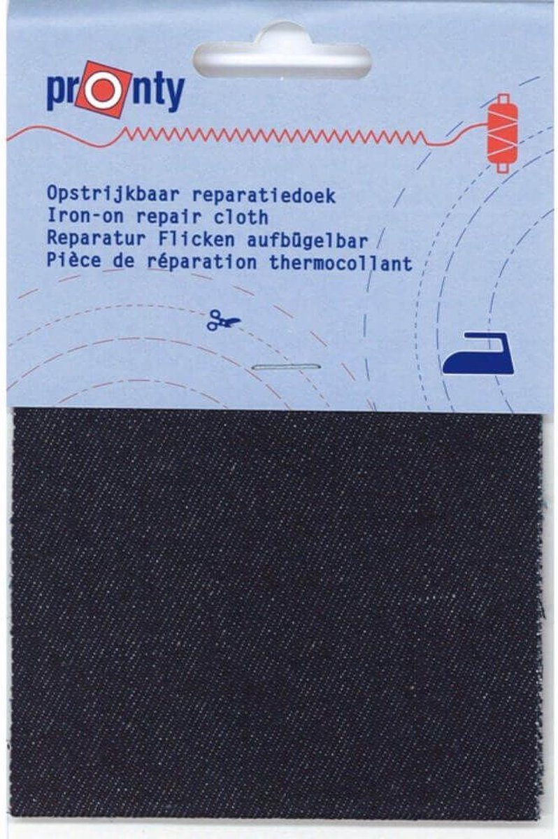   opstrijkbaar reparatiedoek - blauw jeans donker - voor reparatie broeken, jassen en andere kleding - 10x40 cm
