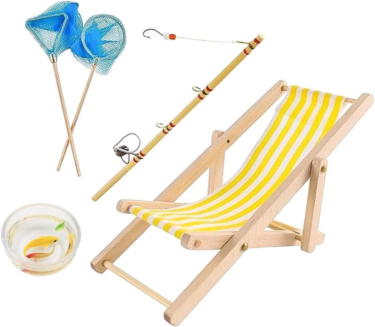 Provento - Miniatuur Vissen Stoel Set voor Visser met Cake Topper