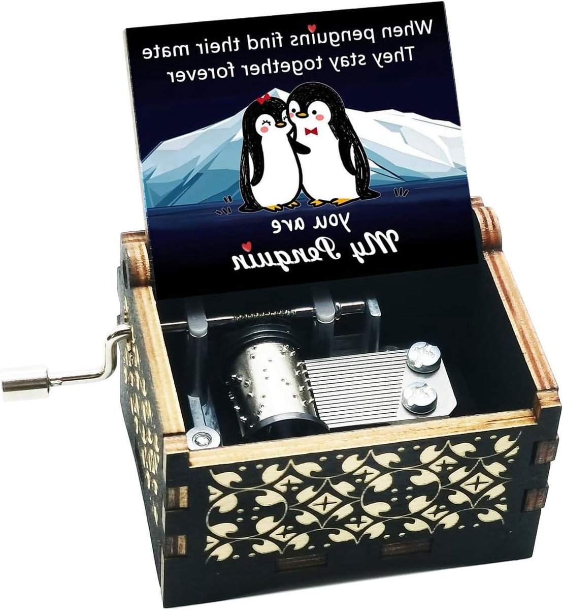 Provento - Muziekdoos Verjaardagscadeau voor Vrouw - Romantisch Huwelijksgeschenk met Thema Pinguïn