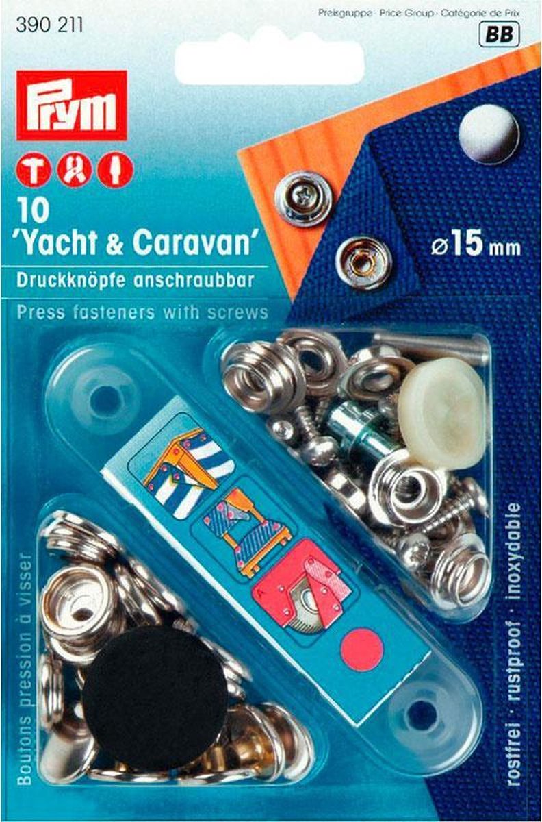 Afdekzeilwinkel - 10x Drukknopen schroefbaar Prym 15mm Yacht en caravan