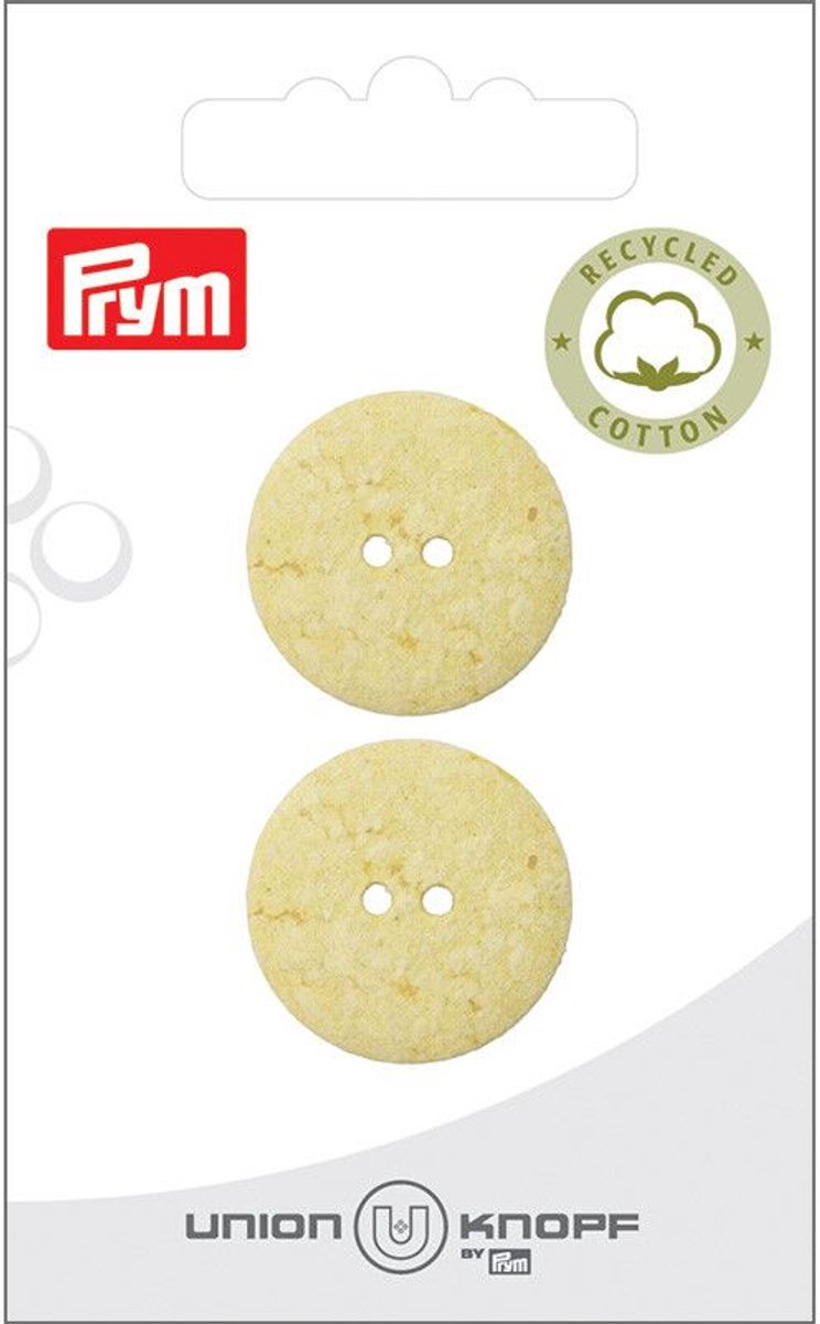 Cotton-poly recycled 2 gaatjes 23mm geel 2st -  