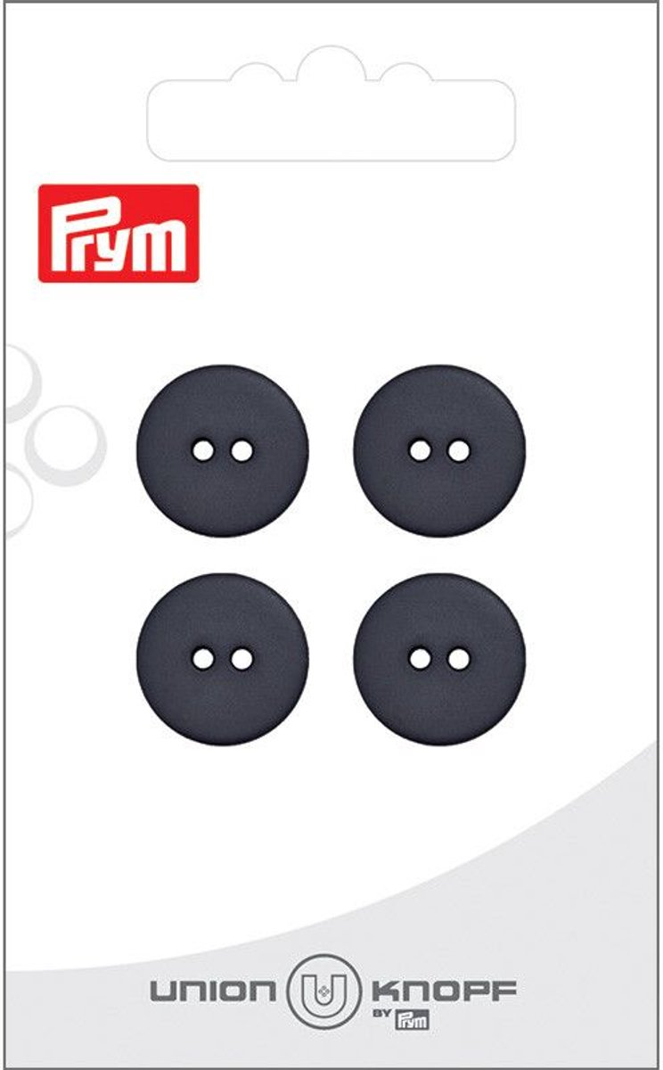 Knoop 2 gaatjes 15mm donkergrijs 4st - Knopen - Prym