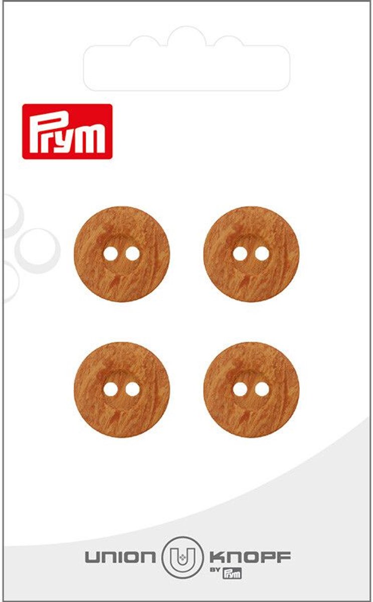Knoop 2 gaatjes 15mm medium bruin 4st - Knopen - Prym