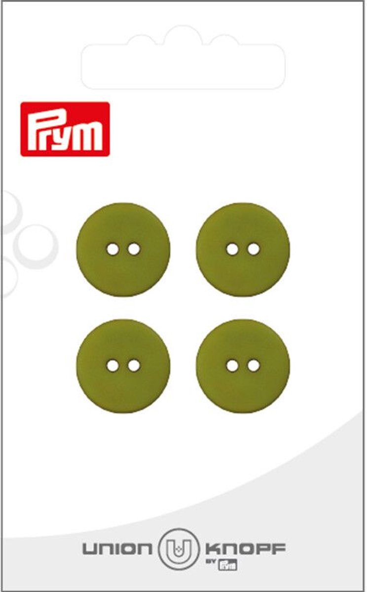 Knoop 2 gaatjes 15mm olijfgroen 4st - Knopen - Prym