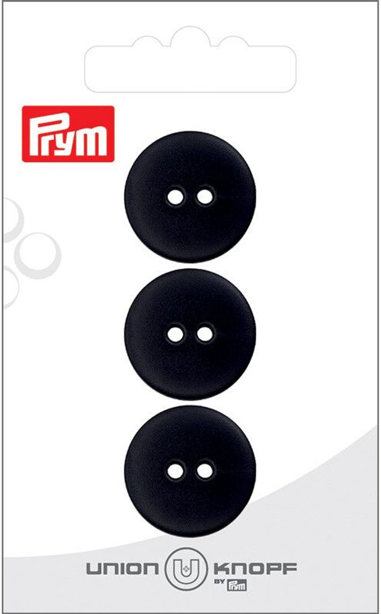 Knoop 2 gaatjes 20mm zwart 3st - Knopen - Prym