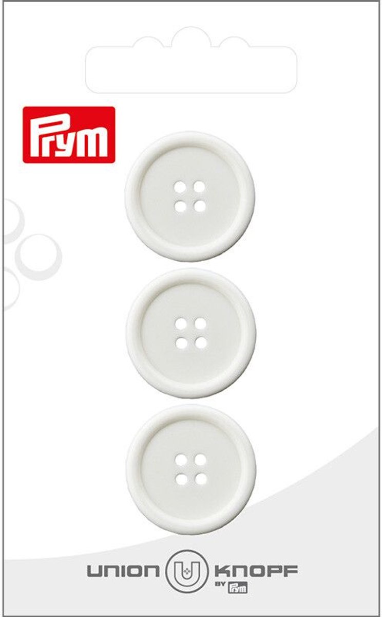 Knoop 4 gaatjes 20mm wit 3st - Prym