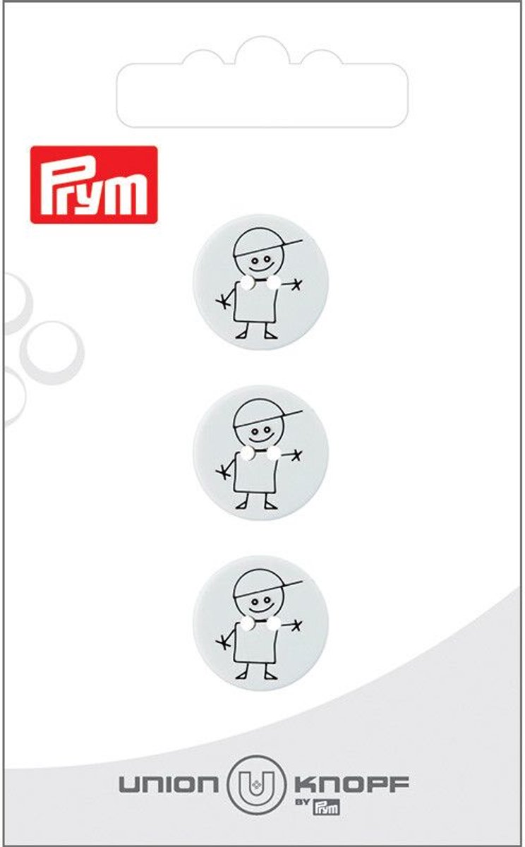 Knoop Kunststofh Boy 15mm wit 3st - Prym