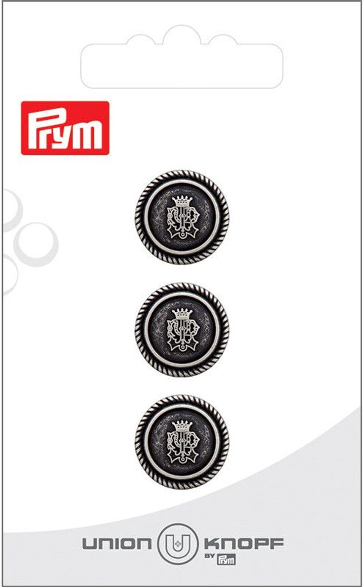 Knoop Metaal 15mm antiek zilver 3st - Knopen - Prym