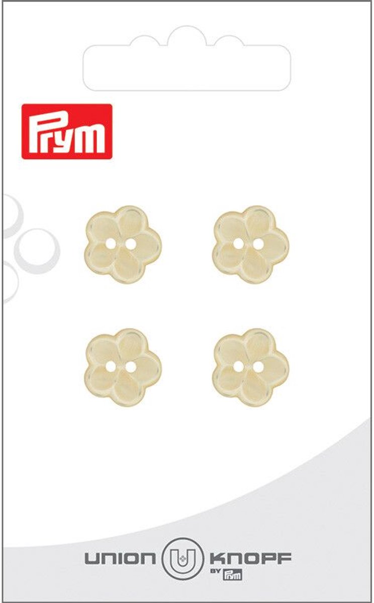 Knoop bloem 2 gaatjes 12mm geel 4st - Prym