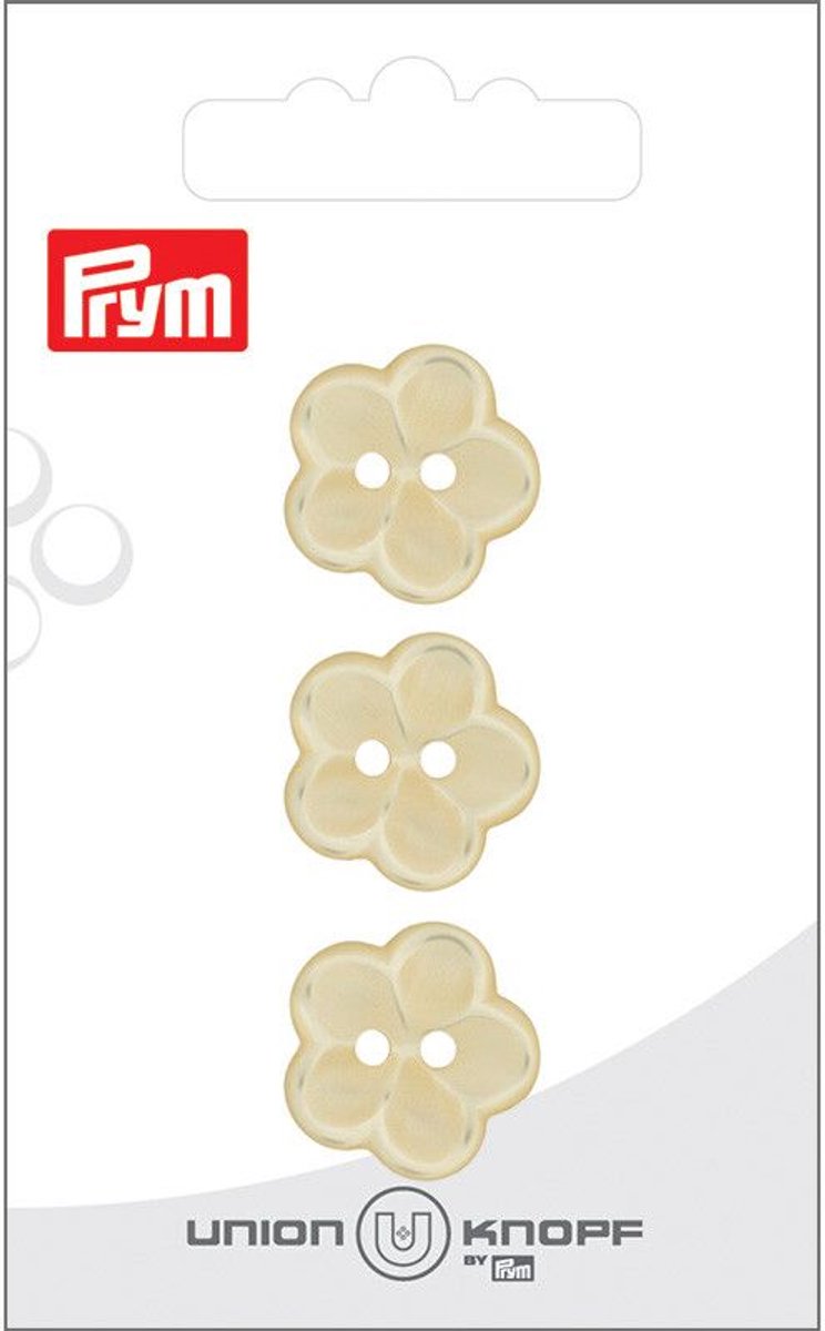 Knoop bloem 2 gaatjes 18mm geel 3st - Prym