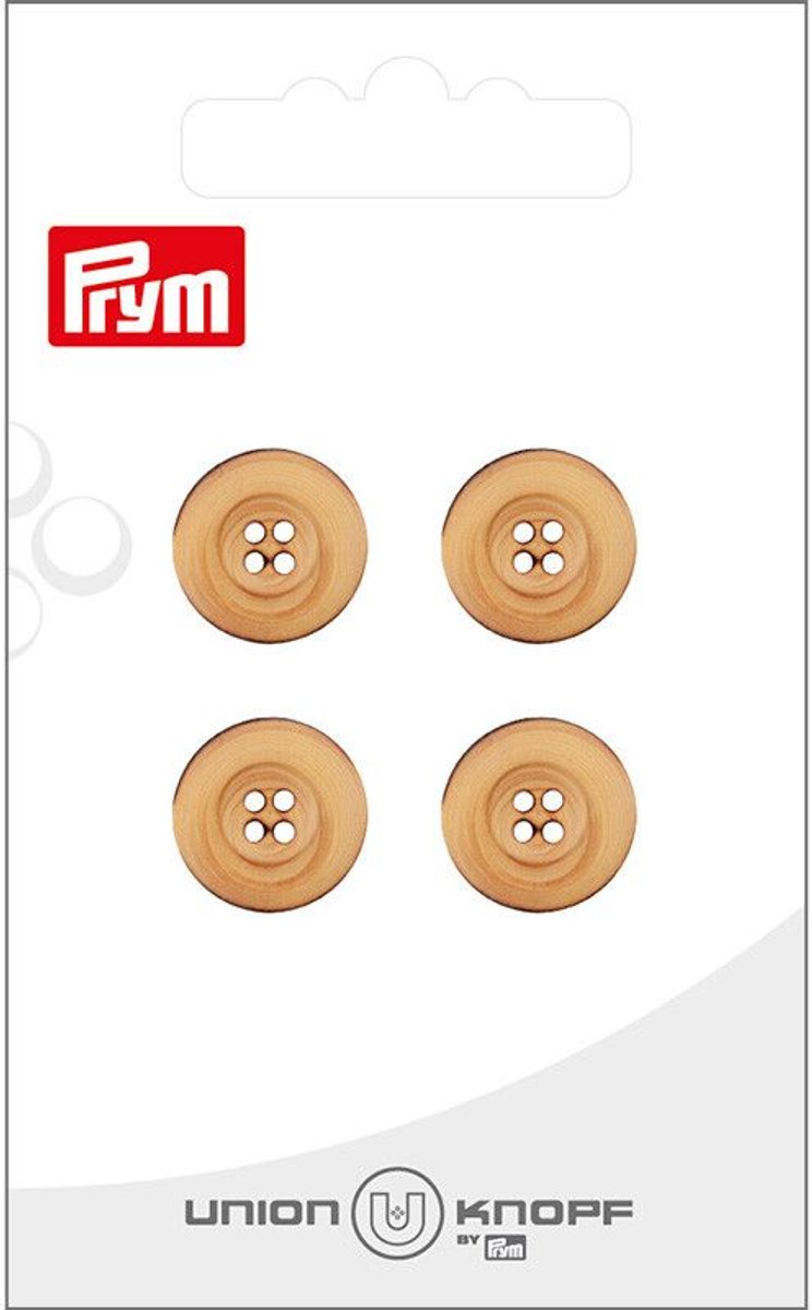 Knoop hout 4 gaatjes 14mm beige 4st - Knopen - Prym