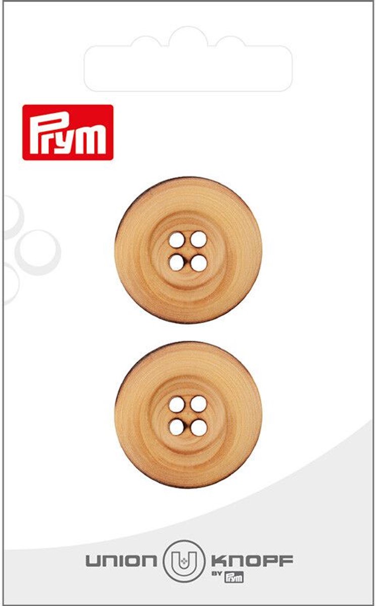 Knoop hout 4 gaatjes 23mm beige 2st - Prym