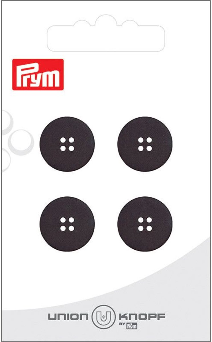 Knoop mat 4 gaatjes 15mm zwart 4st - Prym