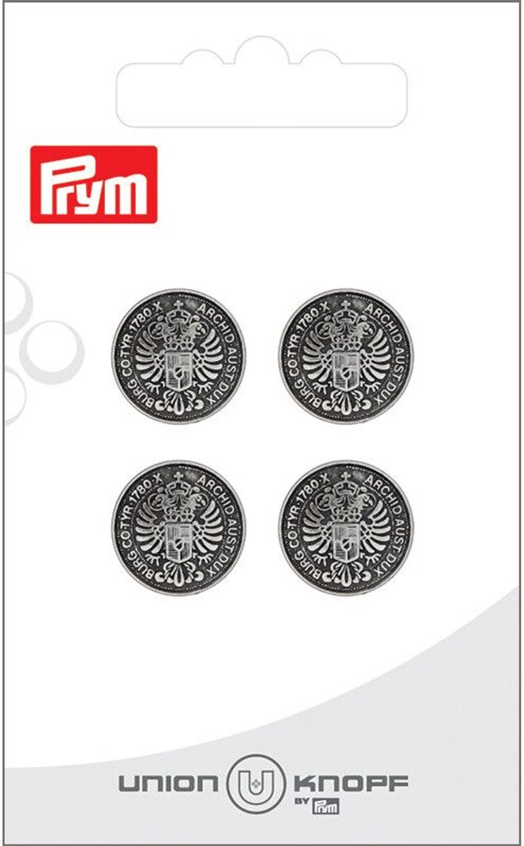 Knoop metaal 15mm antiek zilver 4st - Prym