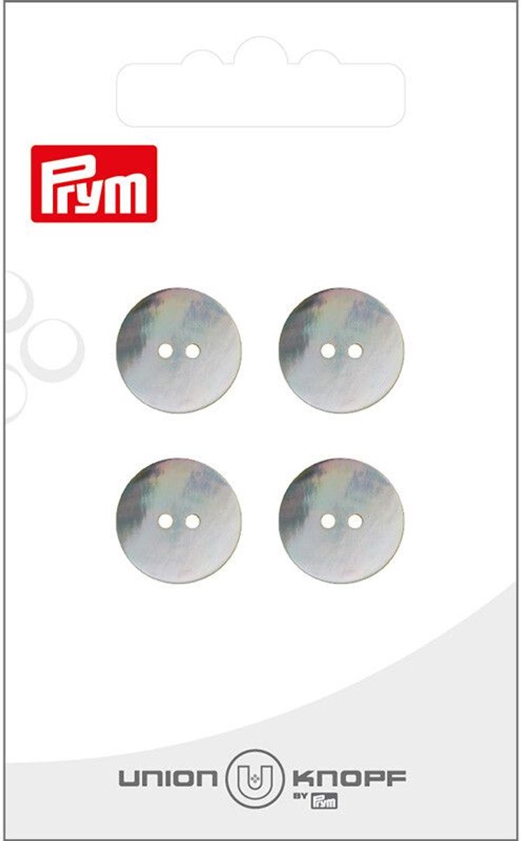 Knoop parelmoer 2 gaatjes 14mm wit 4st - Knopen - Prym