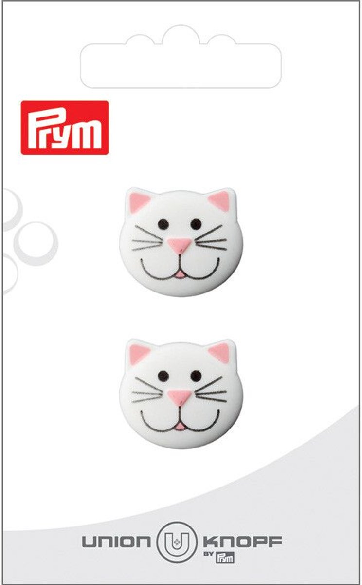 Knoop poes 20mm wit 2st - Prym