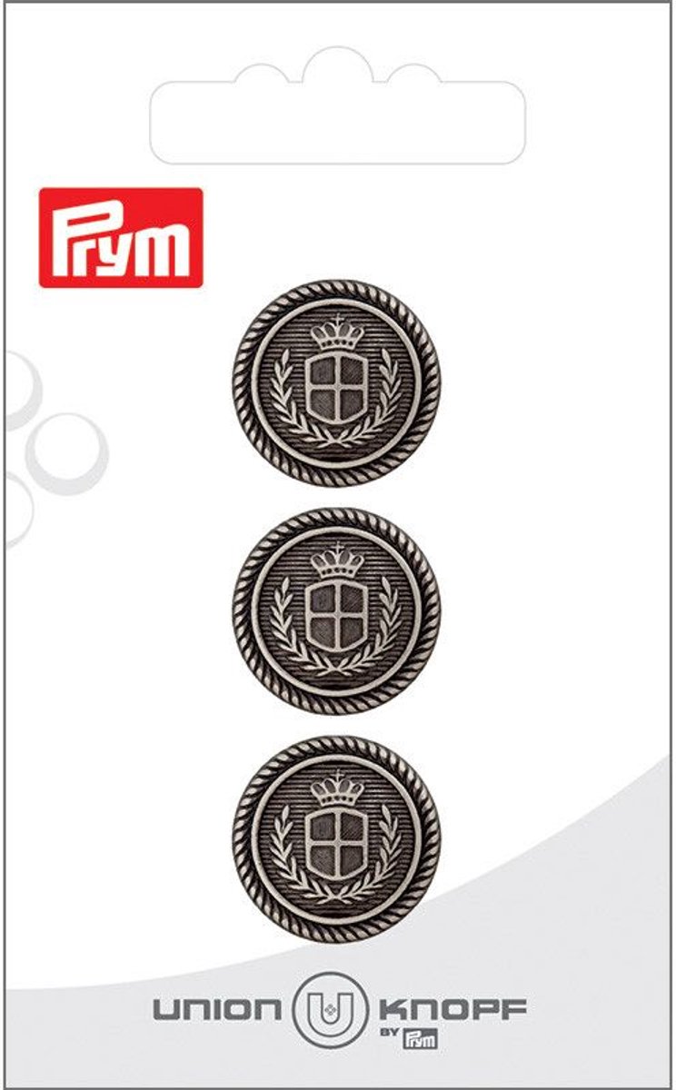 Knoop schild 18mm antiek zilver 3st - Prym