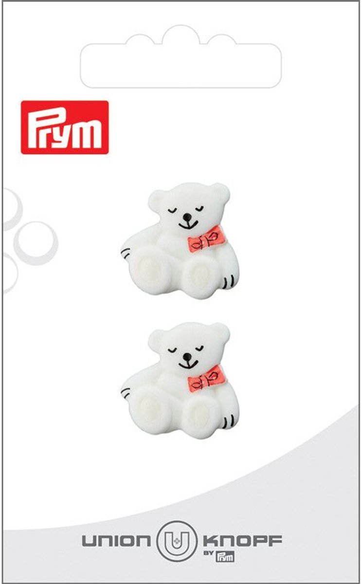 Knoop teddyeer 19mm wit 2st - Knopen - Prym