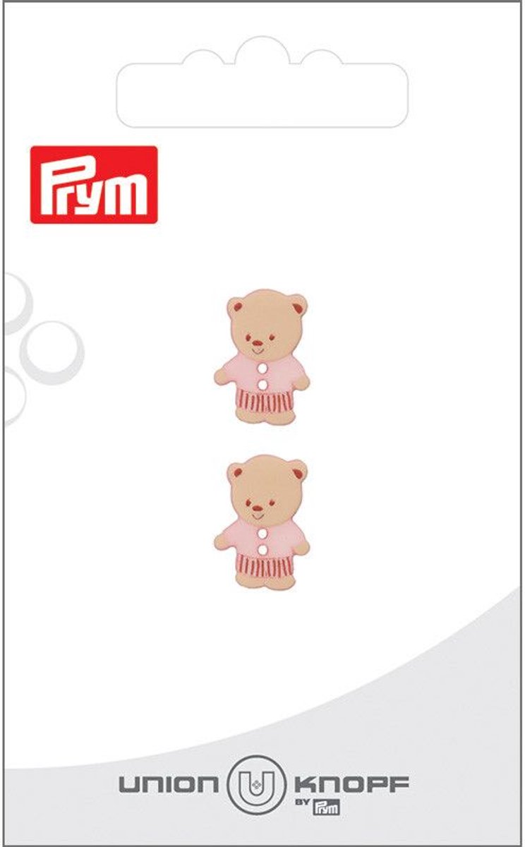 Kunststof 2 gaatjes Beer 15mm rose 2st