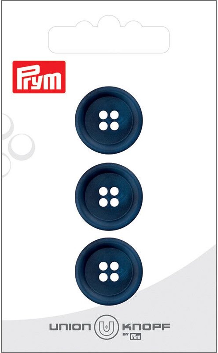 Kunststof 4 gaatje 18mm blauw 3st - Prym