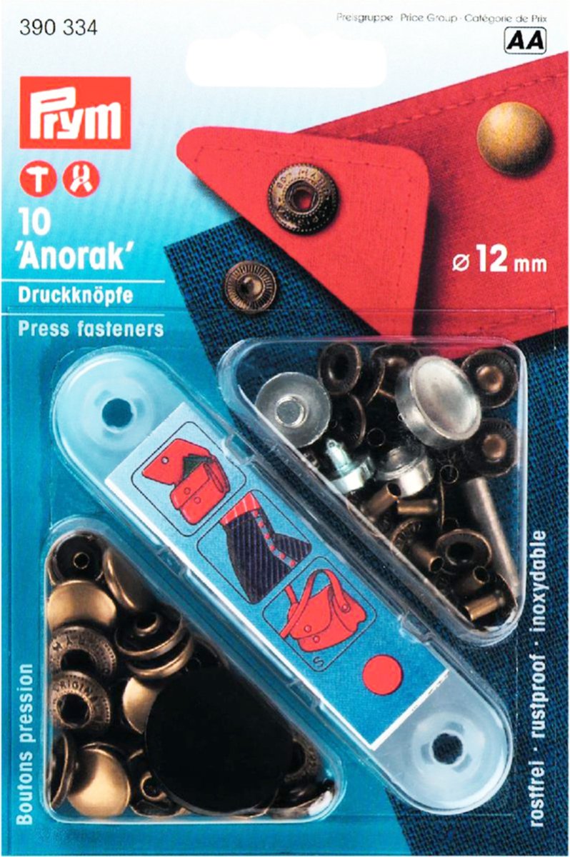 Naaivrijdrukknopen ANORAK 12 mm oudmessing 10 st. - Drukknopen Sport & Camping - Prym
