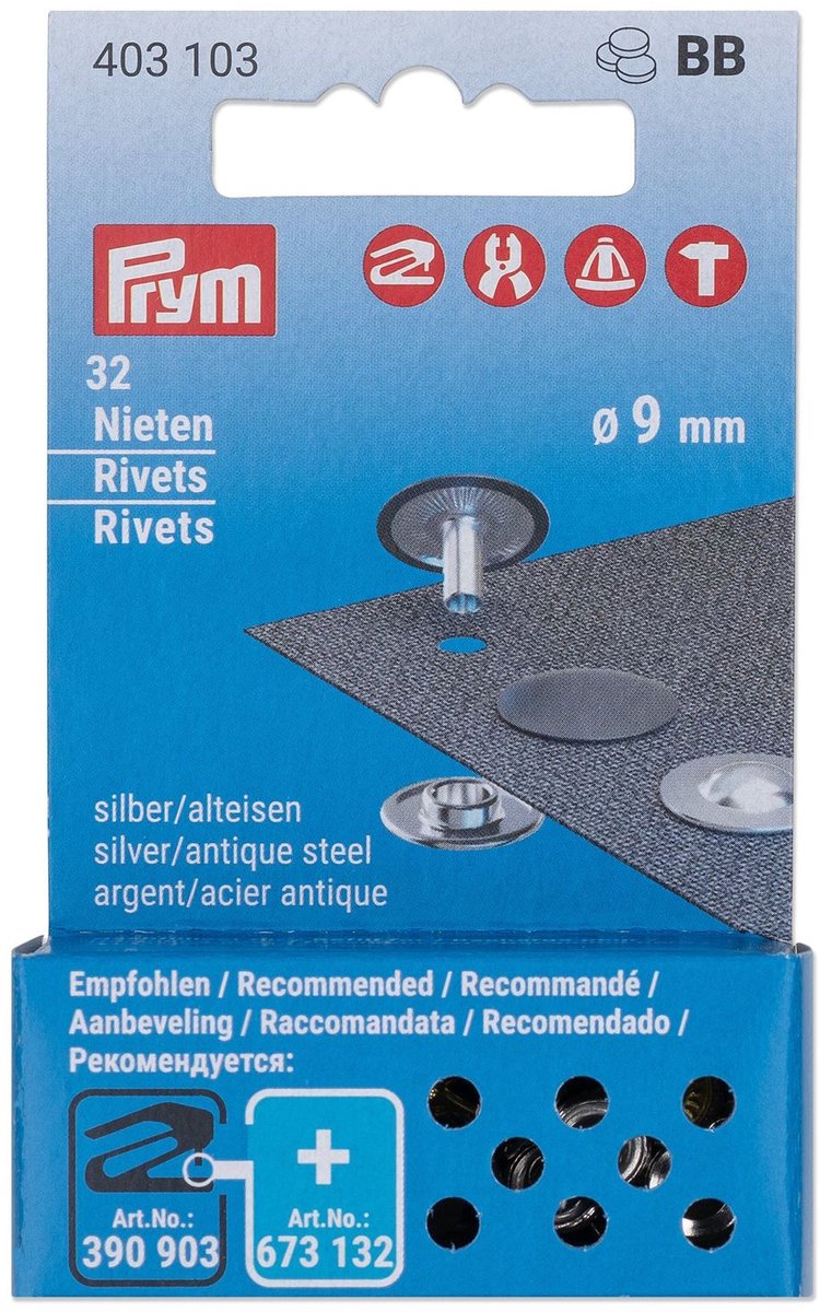 Navul.siernieten MS 9mm zilv-o.ijz.32st -  