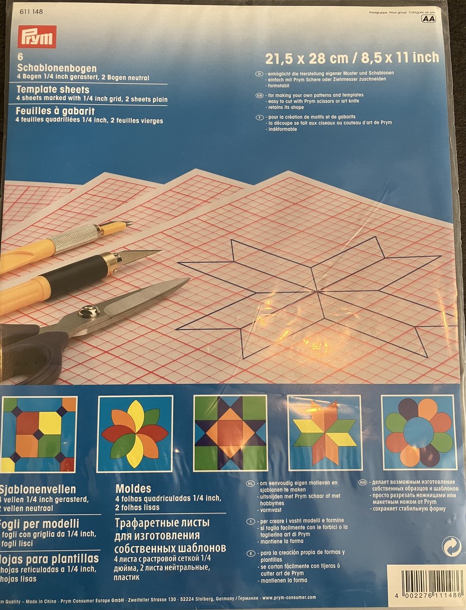 Prym 6 sjabloonvellen 4 gerasterd 2 neutraal 21,5 x 28 cm