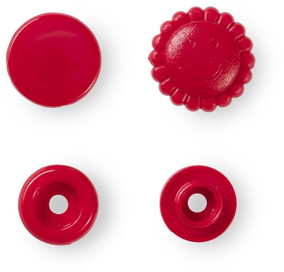 Prym Fournituren - Knopen en sluitingen - Drukknoop ColorSnaps Bloem 13,6 mm rood - Fournituren elastieken band - Rood - 1 kaart