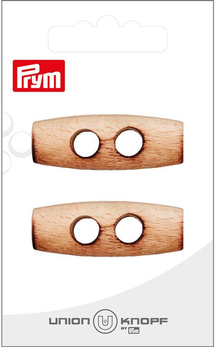Prym Fournituren - Knopen en sluitingen - Houtje-touwtje knoop 41mm crème 2st - Fournituren elastieken band - Crème - 1 kaart