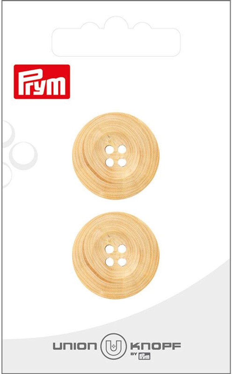   Fournituren - Knopen en sluitingen - Knoo hout 4 gaatjes 22mm crème 2st - Fournituren elastieken band - Crème - 1 kaart