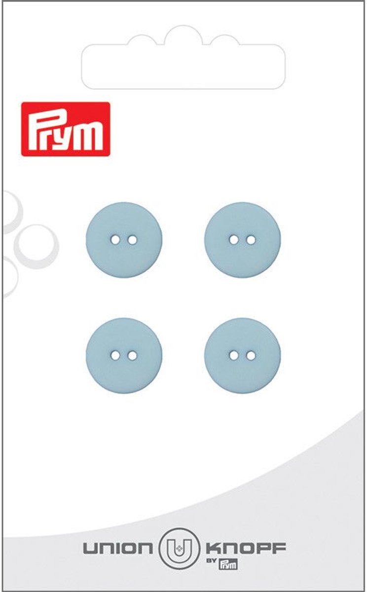   Fournituren - Knopen en sluitingen -   2 gaatjes 12mm lichtblauw 4st - Fournituren elastieken band - Lichtblauw - 1 kaart