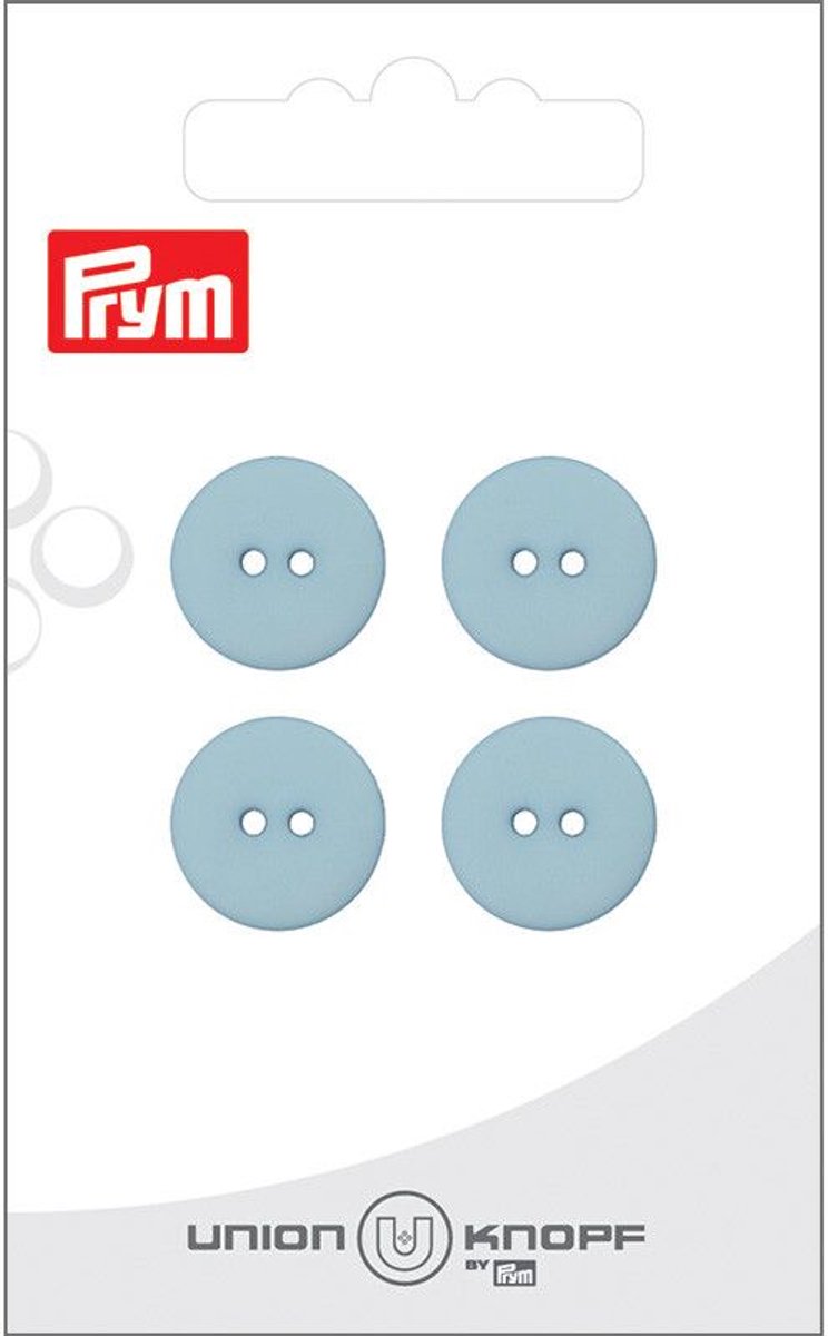 Prym Fournituren - Knopen en sluitingen - Knoop 2 gaatjes 15mm lichtblauw 4st - Fournituren elastieken band - Lichtblauw - 1 kaart