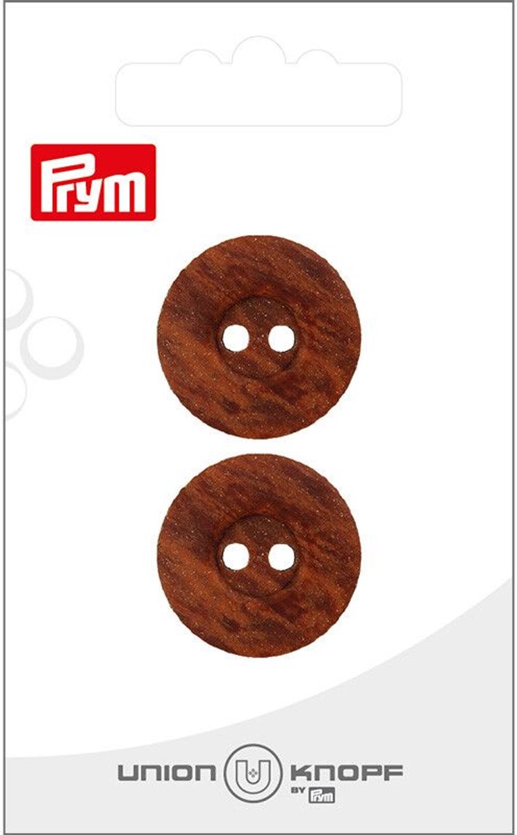 Prym Fournituren - Knopen en sluitingen - Knoop 2 gaatjes 23mm donkerbruin 2st - Fournituren elastieken band - Donkerbruin - 1 kaart