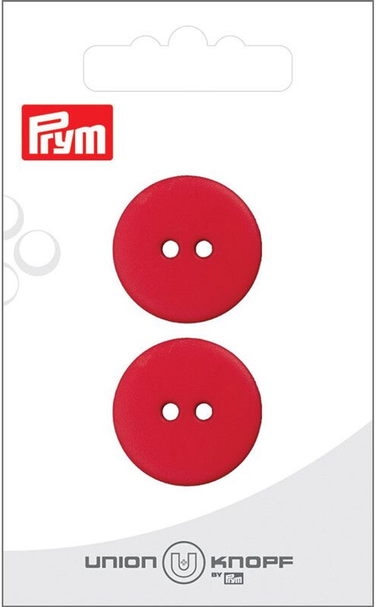   Fournituren - Knopen en sluitingen -   2 gaatjes 23mm rood 2st - Fournituren elastieken band - Rood - 1 kaart