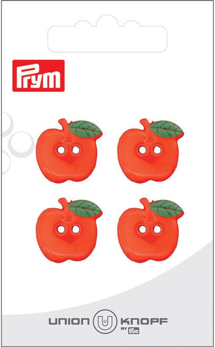   Fournituren - Knopen en sluitingen -   2 gaatjes Apple 18mm rood 4st - Fournituren elastieken band - Rood - 1 kaart