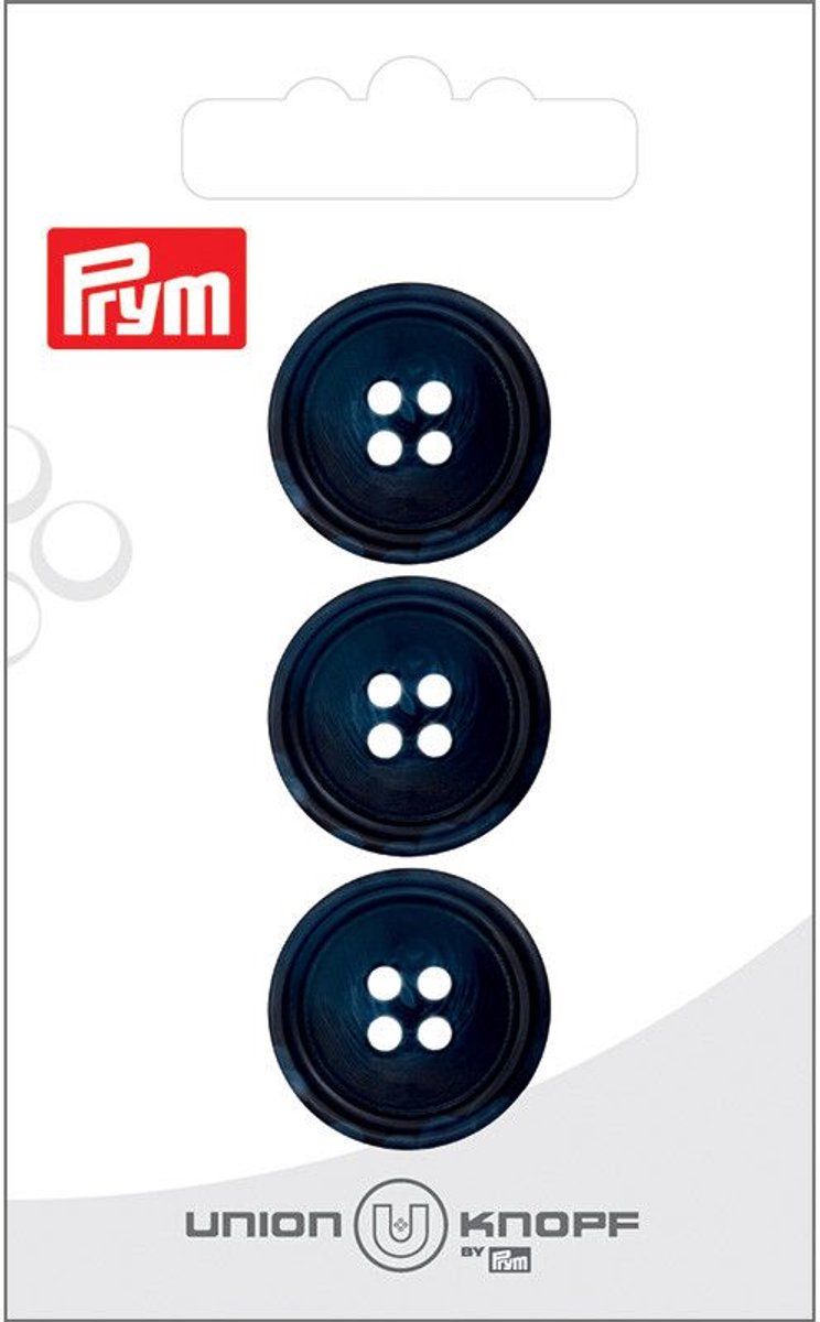   Fournituren - Knopen en sluitingen -   4 gaatjes 20mm marine 3st - Fournituren elastieken band - Marineblauw - 1 kaart